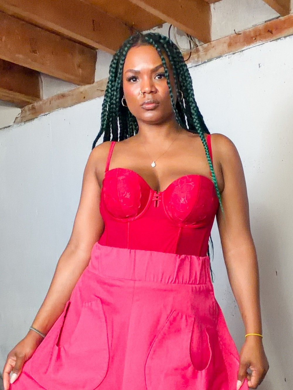 La SENZA Red Bandeau Bustier Top, L
